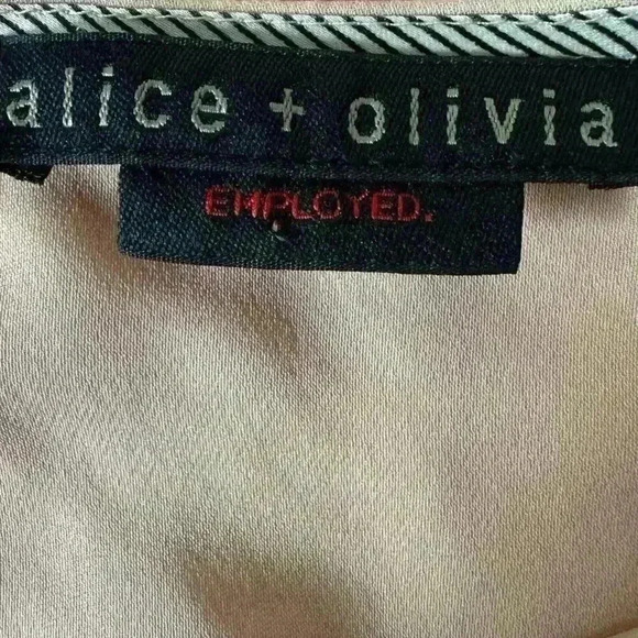 ALICE & OLIVIA EMPLOYED SILK BLOUSE SHEER SLEEVES Size Small - Picture 4 of 12